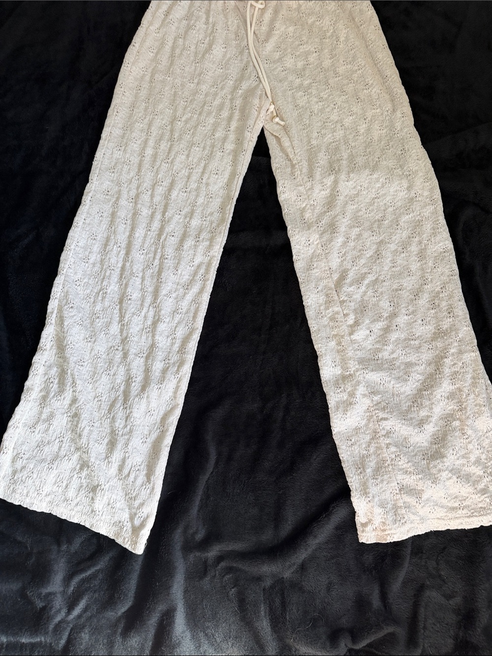 Light Cream Lace Swim Coverup Pants - Breezy Beach Layer